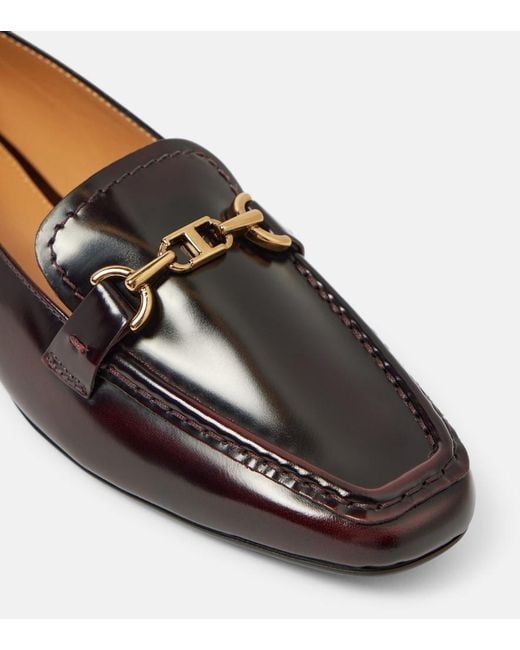 Tod's Brown Polished Leather Loafers