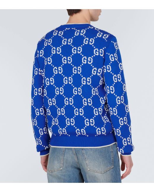 Pull GG en coton Gucci pour homme en coloris Blue