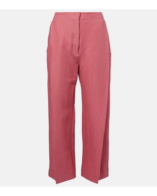 TOVE Red Santu Linen And Cotton-Blend Culottes