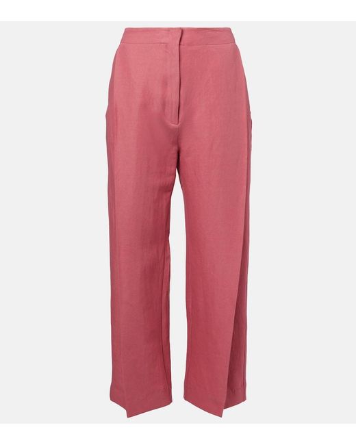 TOVE Red Santu Linen And Cotton-Blend Culottes