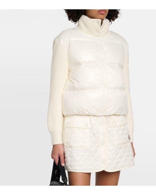 Moncler White Down-paneled Wool Jacket