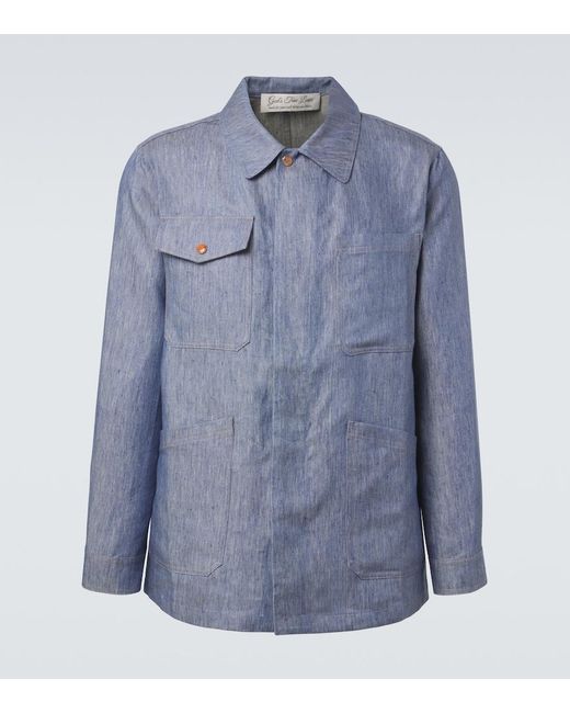 God's True Cashmere Blue Linen Denim Jacket With Carnelian for men