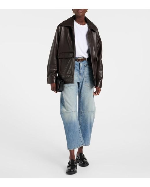 Nili Lotan Blue Shon High-Rise Barrel-Leg Jeans