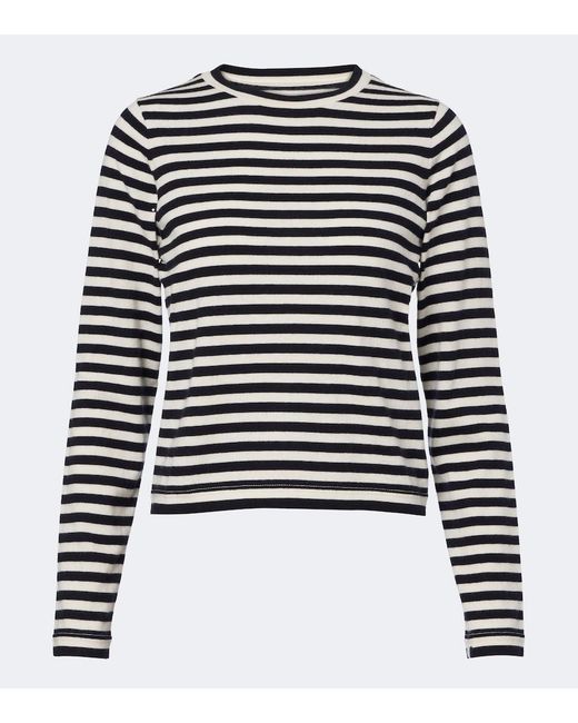 Extreme Cashmere Black N°451 Lisa Striped Cotton And Cashmere Top