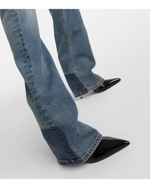Balmain Blue Mid-rise Bootcut Jeans