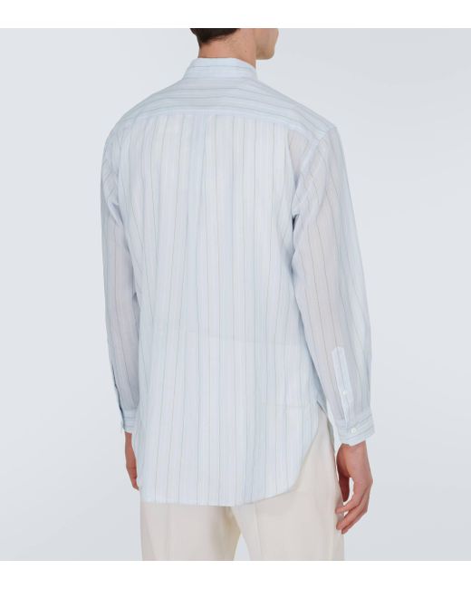 Auralee White Striped Cotton Organza Shirt for men