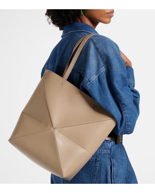 Loewe Natural Puzzle Fold Medium Leather Tote Bag