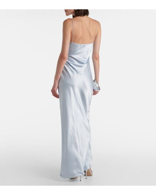 Sir Blue Lush Gathered Silk Slip Dress