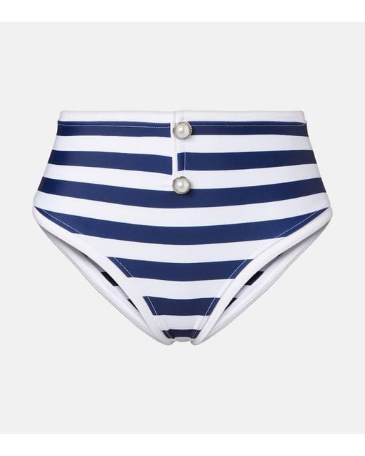 Slip Bikini Grace A Vita Alta A Righe di SAME in Blue
