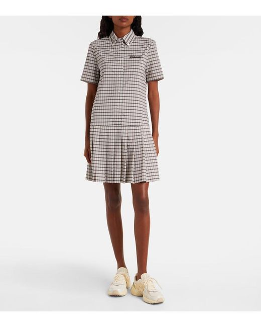 Tory Burch White Plaid Pleated Minidress
