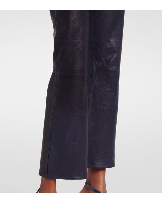 FRAME Blue Reboot Crop Leather Bootcut Pants