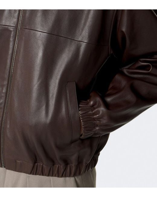 Saint Laurent Brown Leather Blouson Jacket for men