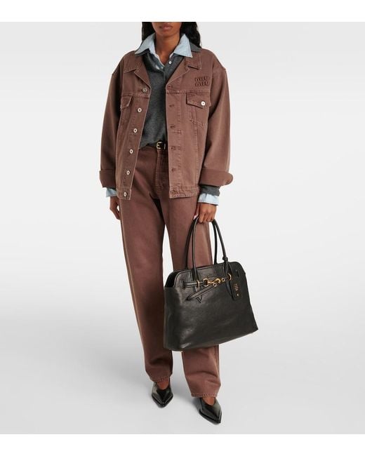 Miu Miu Black Aventure Medium Leather Tote Bag