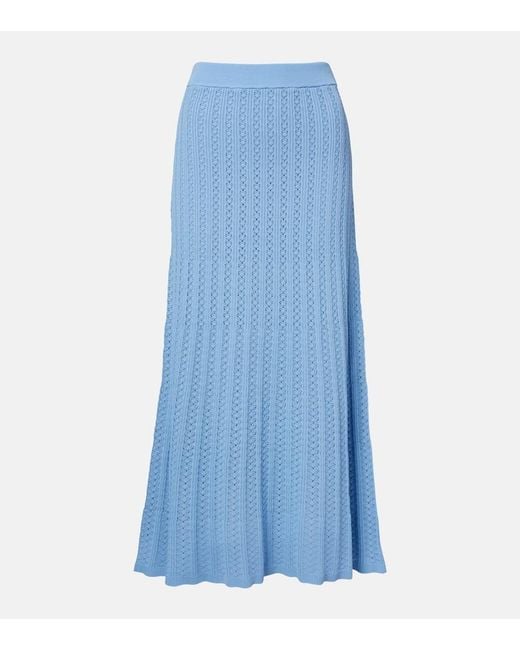 Rebecca Vallance Blue Natalie Pointelle Midi Skirt