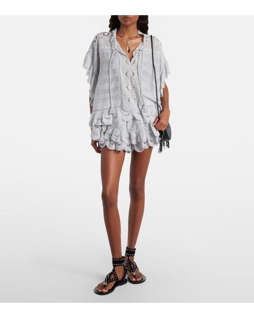 Isabel Marant White Puria Cotton Broderei Anglaise Shorts