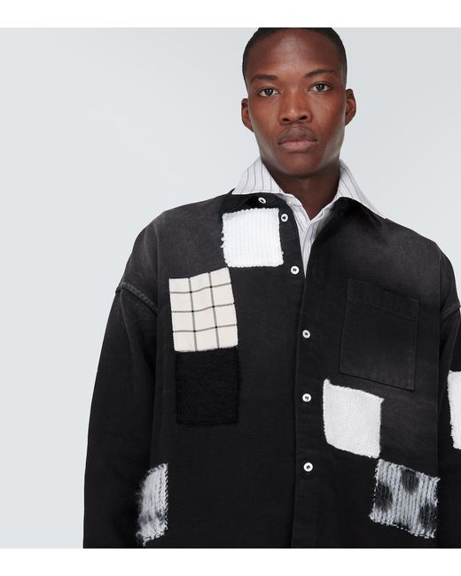 Camisa de algodon con patchwork Marni de hombre de color Black