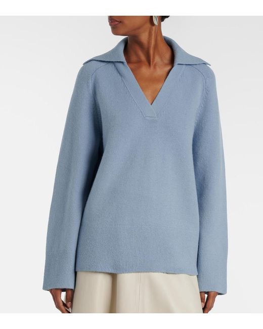Vince Blue Wool And Cashmere-Blend Polo Sweater