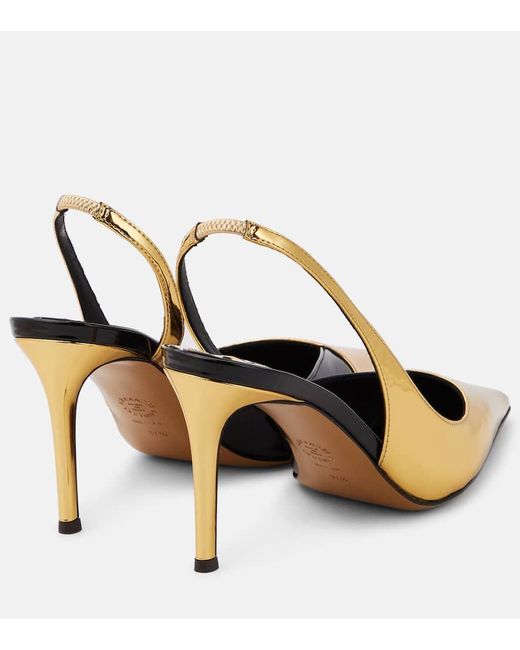 Alexandre Vauthier Metallic Faux Leather Slingback Pumps