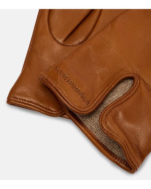 Nour Hammour Brown Leather Gloves