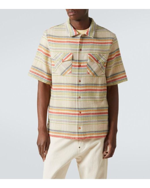 God's True Cashmere Natural Seaside Gauze Striped Cashmere Shirt for men