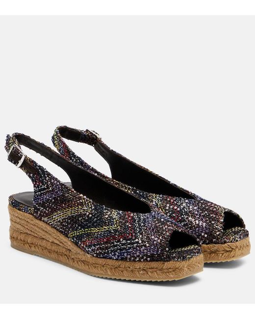 Missoni Black Joy 30 Sequined Espadrille Wedges