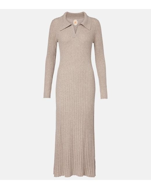 Jardin Des Orangers Natural Knitted Cashmere Polo Dress