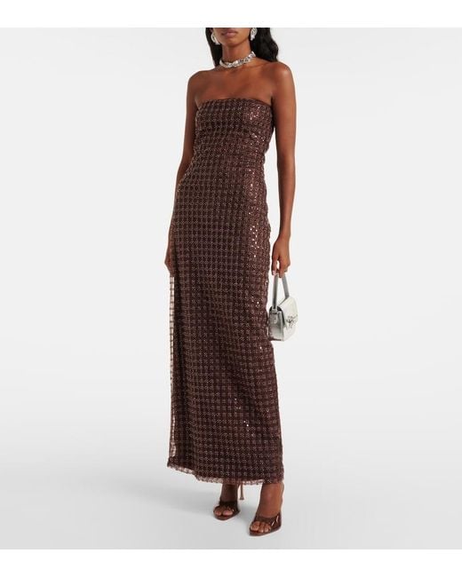 Vestido Largo Con Cuentas ROTATE BIRGER CHRISTENSEN de color Purple