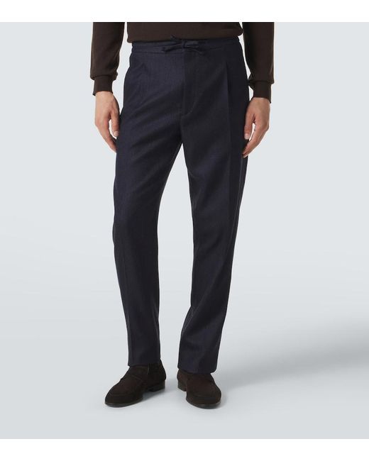 Lardini Blue Wool Slim Pants for men
