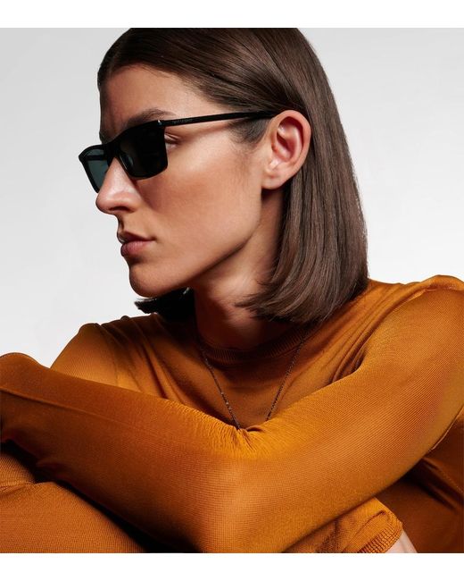 Saint Laurent Gray Corner Angle Rectangular Sunglasses