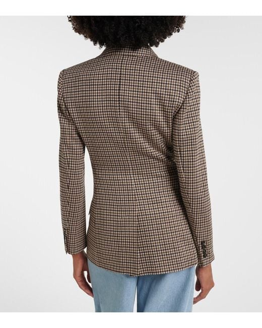 Max Mara Brown Houndstooth Double-Breasted Blazer