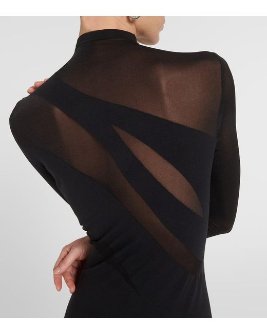 Wolford Black Sheer Opaque Midi Dress