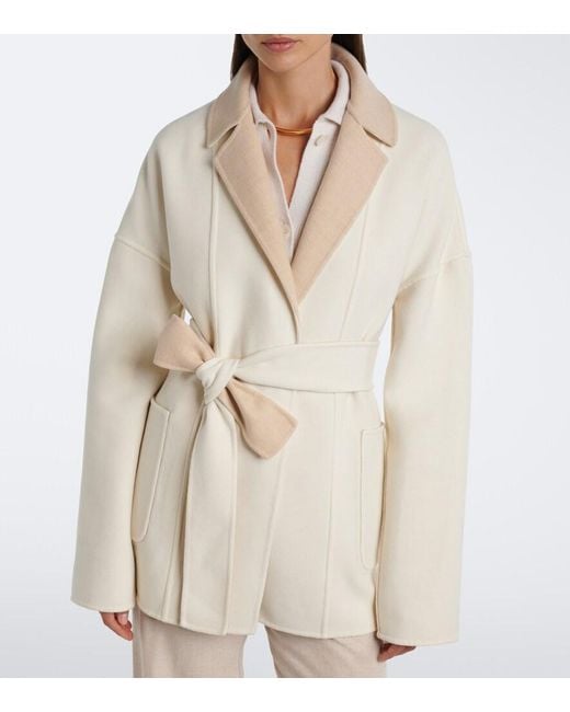 Eleventy Natural Reversible Wool Wrap Coat