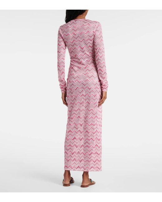 Missoni Pink Maxikleid Aus Haekelstrick