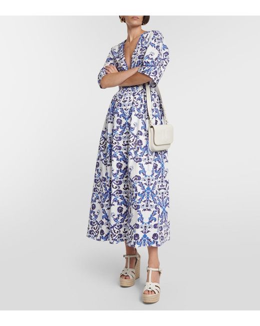 Emilia Wickstead Blue Elowen Printed Cotton Maxi Dress
