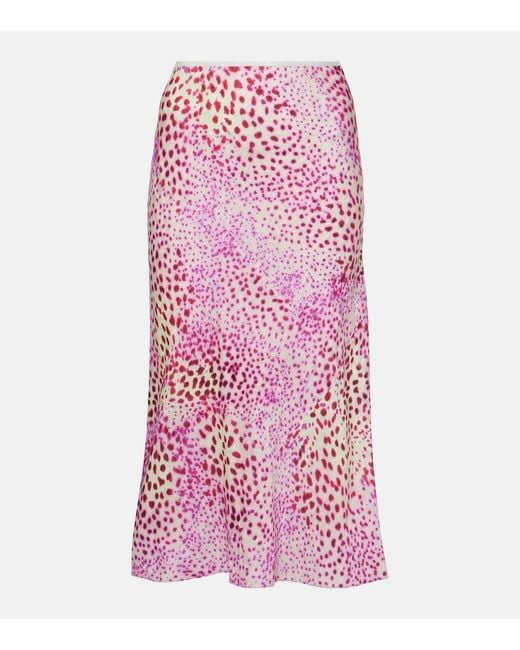 Dries Van Noten Pink Printed Midi Skirt