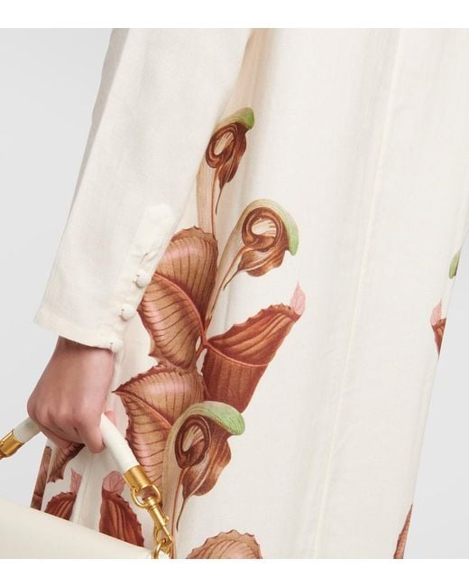 Adriana Degreas Natural Arisaema Printed Maxi Dress