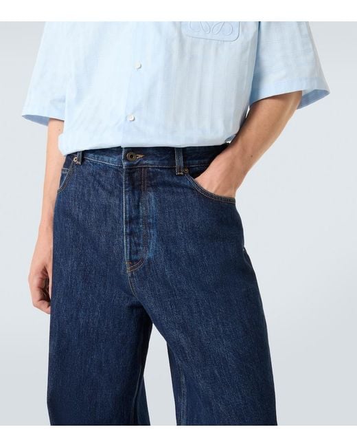 Loewe Blue Mid-Rise Barrel-Leg Jeans for men