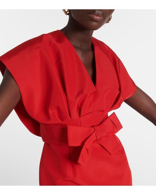 Vestido De Fiesta De Faya De Seda Con Lazo Carolina Herrera de color Red