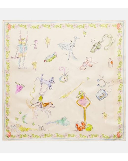 ALÉMAIS Metallic Court Printed Silk Scarf