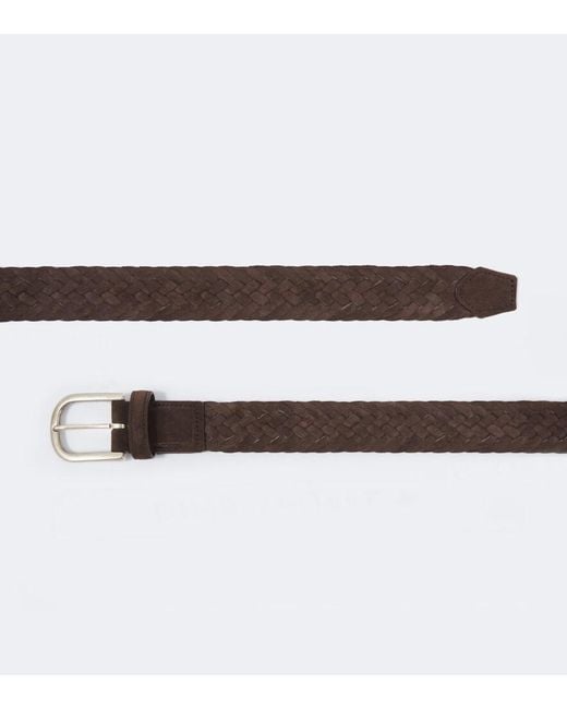 Canali Brown Braided Suede Belt for men