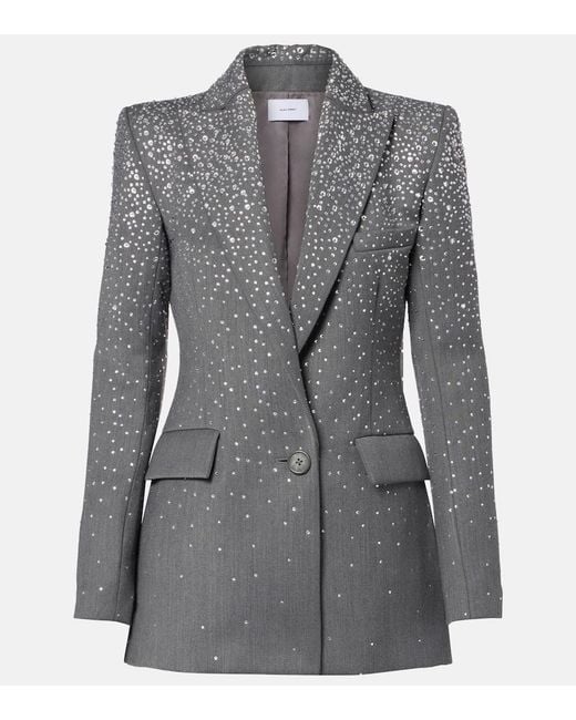 Alex Perry Gray Crystal-Embellished Blazer