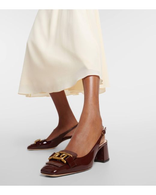 Tod's Brown Kate Patent Leather Slingback Pumps