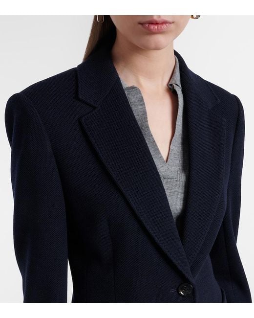 Max Mara Blue Utilita Virgin Wool Jersey Blazer