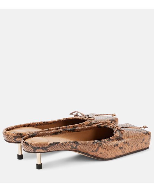 Jacquemus Brown Les Mules Basses Snake-effect Leather Mules