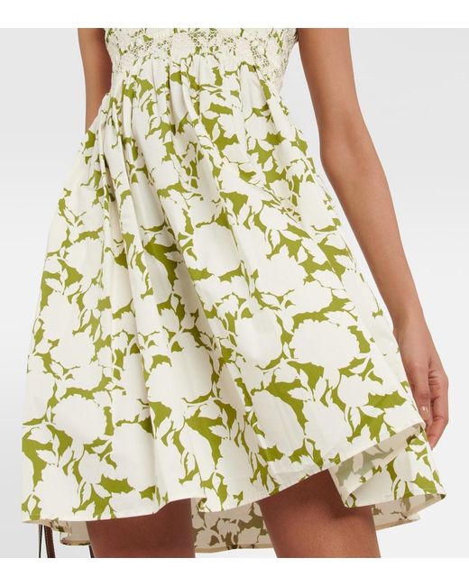 Tory Burch Yellow Floral Cotton Poplin Minidress