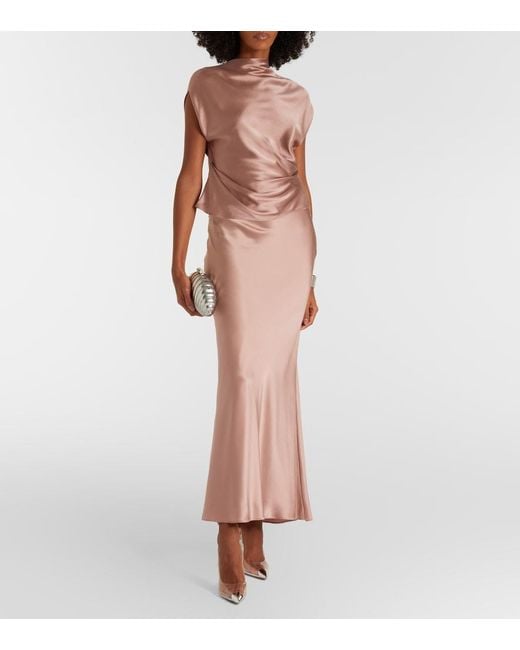 The Sei Pink Draped Silk Satin Top