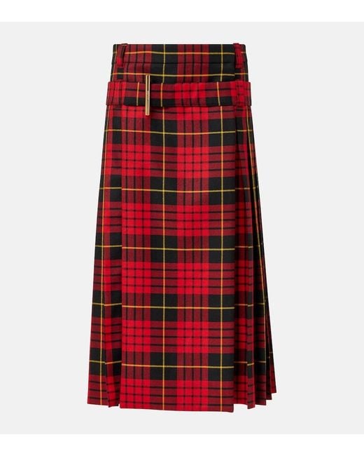 Alexander McQueen Red Macqueen Tartan Kilt Skirt