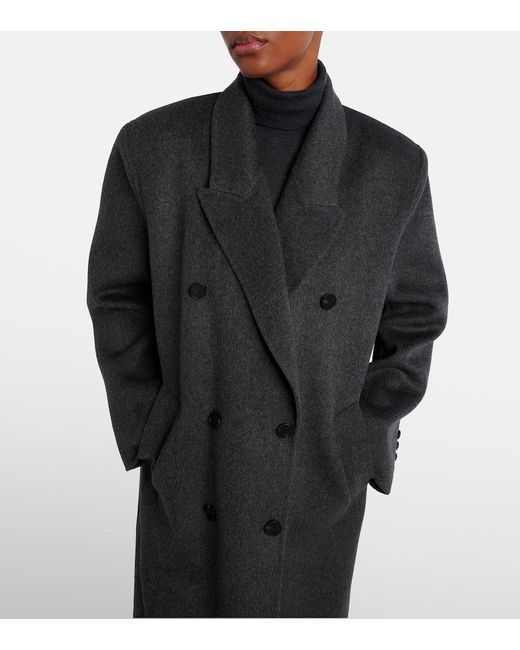 Frankie Shop Black Gaia Double-Breasted Wool-Blend Coat