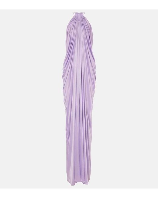 Tom Ford Purple Draped Halterneck Jersey Gown