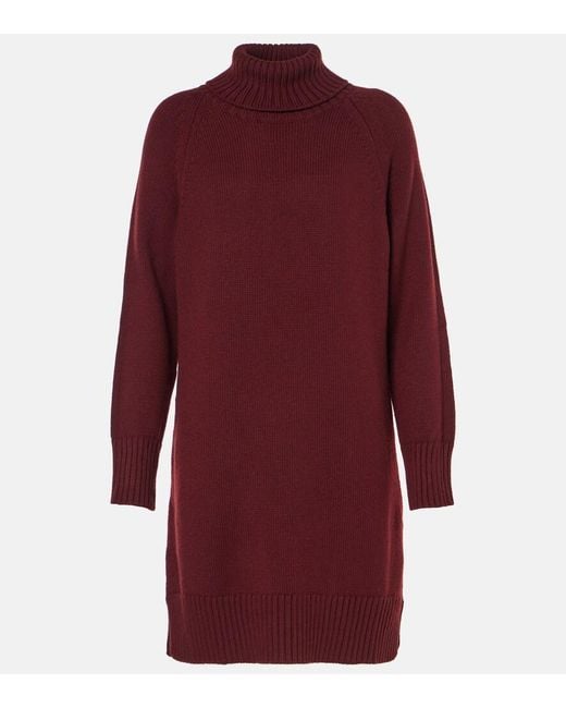 Max Mara Red Trudy Virgin Wool Turtleneck Minidress